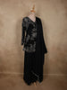 Midnight Black Floral Sequins and Beads Embroidered Design Satin Skirt Top with Dupatta