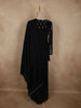 Midnight Black Floral Sequins and Beads Embroidered Design Satin Skirt Top with Dupatta