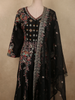 Midnight Black Floral Thread and Sequins Embroidered Design Crepe Palazzo Suit with Dupatta