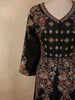 Midnight Black Floral Thread and Sequins Embroidered Design Crepe Palazzo Suit with Dupatta