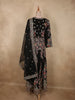 Midnight Black Floral Thread and Sequins Embroidered Design Crepe Palazzo Suit with Dupatta