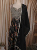 Midnight Black Floral Zari Embroidered Design Georgette Palazzo Suit with Dupatta