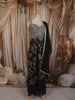 Midnight Black Floral Zari Embroidered Design Georgette Palazzo Suit with Dupatta