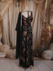 Midnight Black Floral Zari Embroidered Design Georgette Palazzo Suit with Dupatta