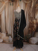 Midnight Black Floral Zari Embroidered Design Georgette Palazzo Suit with Dupatta