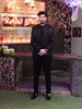 Midnight Black Heavy Sequins Embroidered Design Polynosic Wedding Men's Suit