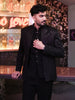 Midnight Black Heavy Sequins Embroidered Design Polynosic Wedding Men's Suit