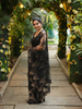 Midnight Black Sequin Embellished Net Saree - Diadem