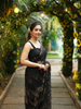 Midnight Black Sequin Embellished Net Saree - Diadem