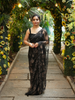Midnight Black Sequin Embellished Net Saree - Diadem