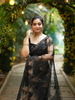 Midnight Black Sequin Embellished Net Saree - Diadem