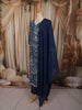 Midnight Blue Abstract Geometric Printed Design Cotton Straight Cut Salwar Suit with Dupatta
