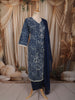 Midnight Blue Abstract Geometric Printed Design Cotton Straight Cut Salwar Suit with Dupatta