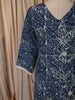 Midnight Blue Abstract Geometric Printed Design Cotton Straight Cut Salwar Suit with Dupatta