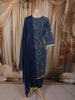 Midnight Blue Abstract Geometric Printed Design Cotton Straight Cut Salwar Suit with Dupatta