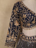 Midnight Blue Floral Design Heavy Embroidered Net Lehenga