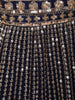 Midnight Blue Floral Design Heavy Embroidered Net Lehenga