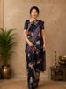 Midnight Blue Floral Printed Kota Cotton Saree