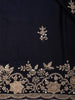 Midnight Blue Floral Sequins Embroidered Satin Saree