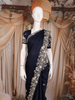 Midnight Blue Floral Sequins Embroidered Satin Saree