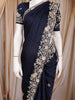 Midnight Blue Floral Sequins Embroidered Satin Saree