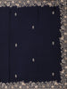 Midnight Blue Floral Sequins Embroidered Satin Saree