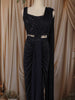 Midnight Blue Heavy Beads Embroidered Design Shimmer Ready To Wear Saree with Designer Blouse