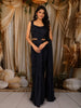 Midnight Blue Heavy Beads Embroidered Design Shimmer Ready To Wear Saree with Designer Blouse