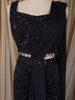 Midnight Blue Heavy Beads Embroidered Design Shimmer Ready To Wear Saree with Designer Blouse