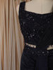 Midnight Blue Heavy Beads Embroidered Design Shimmer Ready To Wear Saree with Designer Blouse