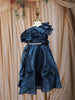 Midnight Blue Layered Design Satin Frock