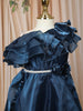 Midnight Blue Layered Design Satin Frock