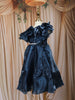 Midnight Blue Layered Design Satin Frock