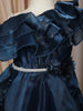 Midnight Blue Layered Design Satin Frock