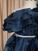 Midnight Blue Layered Design Satin Frock
