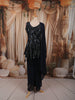 Midnight Navy Blue Abstract Sequins and Beads Embroidered Design Georgette Party Wear Peplum Palazzo Suit with Matching Dupatta
