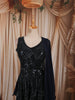 Midnight Navy Blue Abstract Sequins and Beads Embroidered Design Georgette Party Wear Peplum Palazzo Suit with Matching Dupatta