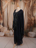 Midnight Navy Blue Abstract Sequins and Beads Embroidered Design Georgette Party Wear Peplum Palazzo Suit with Matching Dupatta