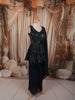 Midnight Navy Blue Abstract Sequins and Beads Embroidered Design Georgette Party Wear Peplum Palazzo Suit with Matching Dupatta