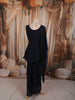 Midnight Navy Blue Abstract Sequins and Beads Embroidered Design Georgette Party Wear Peplum Palazzo Suit with Matching Dupatta