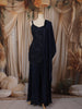 Midnight Navy Blue Abstract Sequins and Beads Embroidered Design Satin Palazzo Suit with Dupatta