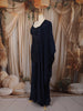 Midnight Navy Blue Abstract Sequins and Beads Embroidered Design Satin Palazzo Suit with Dupatta