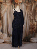 Midnight Navy Blue Abstract Sequins and Beads Embroidered Design Satin Palazzo Suit with Dupatta