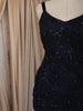 Midnight Navy Blue Abstract Sequins and Beads Embroidered Design Satin Palazzo Suit with Dupatta