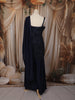 Midnight Navy Blue Abstract Sequins and Beads Embroidered Design Satin Palazzo Suit with Dupatta