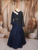 Midnight Navy Blue Abstract Sequins and Beads Embroidered Design Shimmer Mermaid Indo Western Lehenga with Asymmetric Designer Blouse