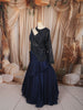 Midnight Navy Blue Abstract Sequins and Beads Embroidered Design Shimmer Mermaid Indo Western Lehenga with Asymmetric Designer Blouse