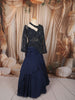 Midnight Navy Blue Abstract Sequins and Beads Embroidered Design Shimmer Mermaid Indo Western Lehenga with Asymmetric Designer Blouse