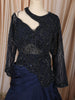 Midnight Navy Blue Abstract Sequins and Beads Embroidered Design Shimmer Mermaid Indo Western Lehenga with Asymmetric Designer Blouse