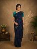 Midnight Navy Blue Abstract Woven Design Pure Kanchipuram Silk Saree